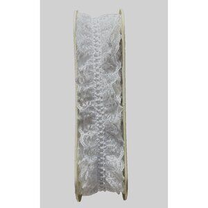 Vintage Double Scalloped Lace Trim Floral Lace 2-1/4" Wide White 7 Yds USA